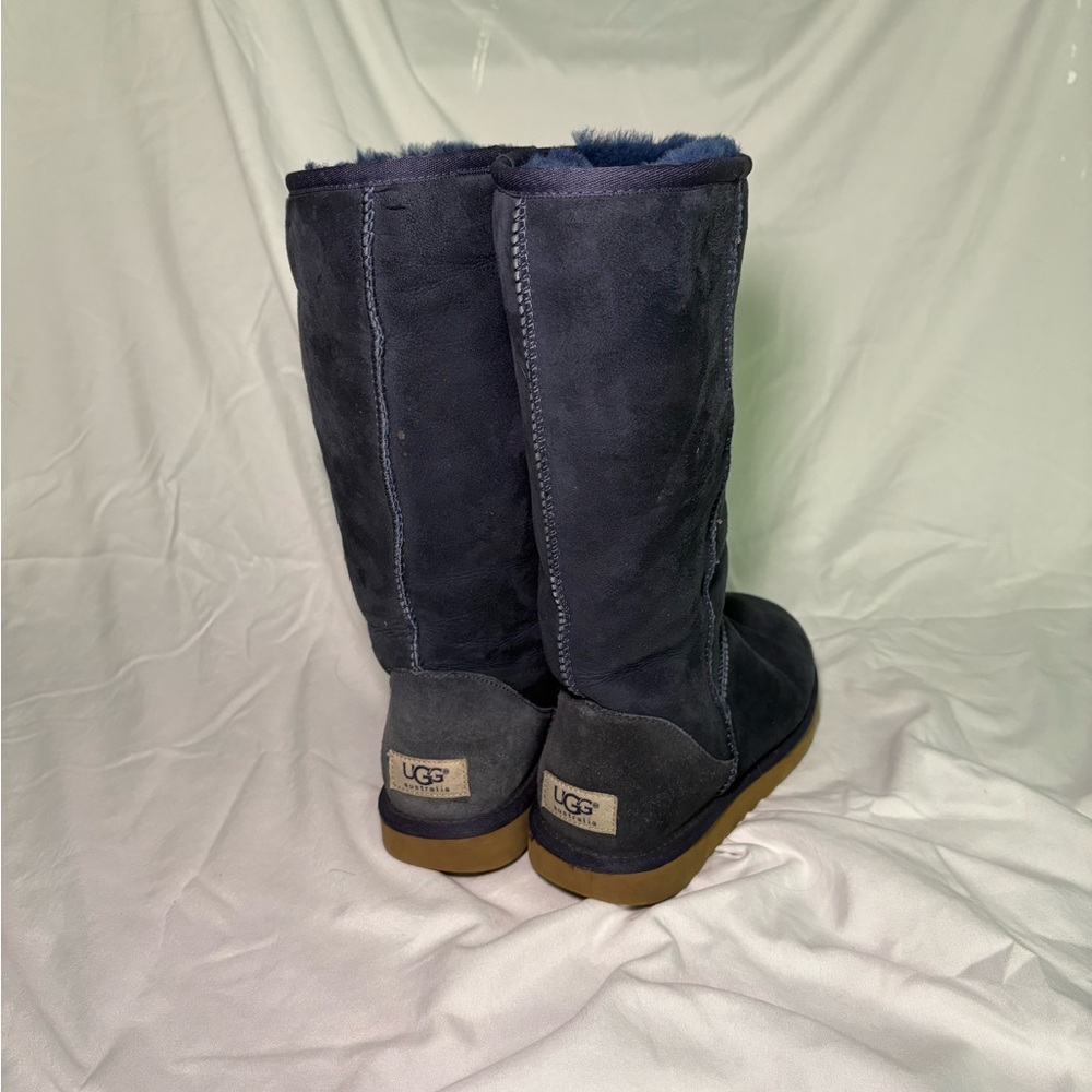UGG Tall II Navy Suede Boots with Tan Sole